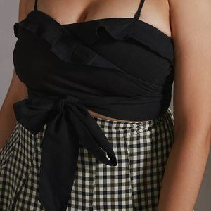 NEW NWT Black Ruffled Tie-Front Tube Top M